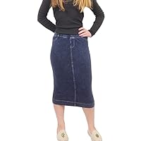 Hard Tail Forever Midi Denim Pencil Skirt with Back Pockets Style MWJ-105