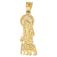 10k Yellow Gold Mens St. Lazarus Religious Charm Pendant Necklace Measures 32x9.7mm Wide Jewelry for Men