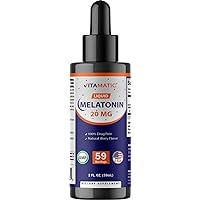 Vitamatic Melatonin 20mg Liquid Drops - 2 Fluid Ounce (59ml) - Natural Berry Flavor - for Adults - Non-GMO - Vegetarian Supplement