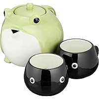 Sunart SAN3293 Cute Tableware Teapot & Tea Cup Set, Frog Parent and Child, 20.3 fl oz (600 ml), 45.1 fl oz (140 ml)