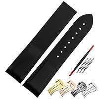 Rubber Watch Strap 20mm 22mm Silicone Watchband Suitable for Omega Watch Band Folding Clasp Curved End Wristwatches Belt (Color : Preto, Size : 20mm no Buckle)