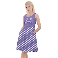 CowCow Womens Cats Kitten Meow Paw Pet Kitty Animals Knee Length Skater Dress with Pockets, XS-5XL