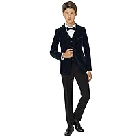 Boys' Velvet Jacket Vest & Pants Suit Three Pieces Tuxedos Notch Lapel Banquet Dinner Prom Formal