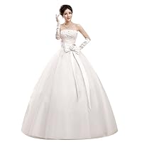 Strapless Bowknot Floor Length Bridal Gown Wedding Dress