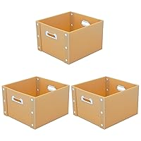 Pradan Yamako Assembly Type Record Case, Beige, Length 13.2 x Width 13.2 x Height 8.9 inches (335 x 335 x 225 mm), Pack of 3 [Holds Approximately 70 LP Boards]