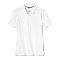 French Toast Women's Short Sleeve Stretch Pique Polo Shirt (Standard & Plus), White, Medium