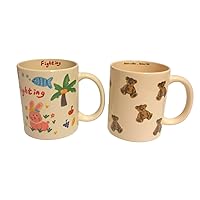 Cute Cartoon Bear Mug and Rabbit with Pearl Necklace Mug, Coffee Mug Tea Cup, 350ML/12OZ