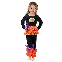 Boutique Baby Toddler Little Girls Fall Colors Halloween Pumpkin Top Pants Outfits