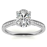 JEWELERYIUM 2 CT Oval Cut Colorless Moissanite Engagement Ring, Wedding/Bridal Ring Set, Halo Style, Solid Sterling Silver, Anniversary Bridal Jewelry, Gorgeous Birthday Gift for Wife
