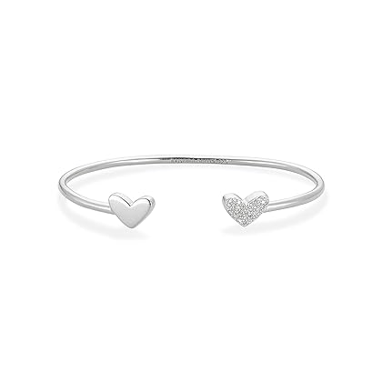 Kendra Scott Ari Heart Sterling Silver Cuff Bracelet in White Diamond, Fine Jewelry for Women
