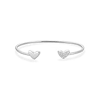 Kendra Scott Ari Heart Sterling Silver Cuff Bracelet in White Diamond, Fine Jewelry for Women
