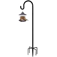 Artibear Adjustable Outdoor Shepherd Hook Stand with 5 Prong Base, 108 Inches Tall 3/5 in Thick, Shiny Black (1 Packs)