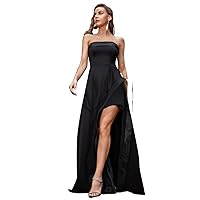 Womens Fall Fashion 2022 One Shoulder Mesh Panel Split Thigh Formal Dress (Color : Black, Size : Large)