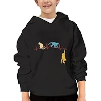 Unisex Youth Hooded Sweatshirt Funny Heartbeat Monkeys Lover Cute Kids Hoodies Pullover for Teens