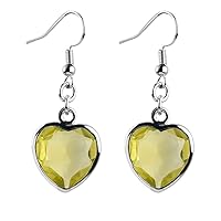 Choose Your Real Stone Earring Heart Shape Sterling Silver 18K Gold Plated Drop Pairs For Women