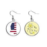 Mississippi USA Map Stars Stripes Flag Shape Ear Drop Sun Flower Earring Jewelry Fashion