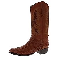 Mens Western Cowboy Boots Black Leather Alligator Back Pattern J Toe