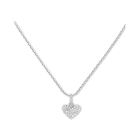Kendra Scott Ari Pave Heart Sterling Silver Charm Necklace in White Diamond, Fine Jewelry for Women