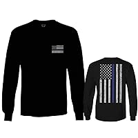 American Flag Thin Blue Line USA Police Support Lives Matter Long Sleeve Men's