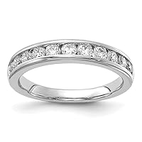 14k WhiteGold Lab Grown Diamond SI D E F 3/4 Ct Channel Band Size 7.00 Jewelry for Women
