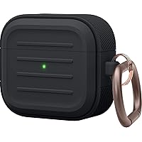 elago Armor Case Compatible with AirPods 3rd Generation Case - Compatible with AirPods 3 Case, Carabiner Included, Supports Wireless Charging, Shock Resistant, Easily Cleaned, Full Protection (Black)