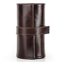 Elegant Leather Watch Storage Pouch – Portable and Handcrafted Watch Organizer with Magic Tape Closure