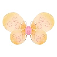 TiaoBug Girls Princess Cosplay Angel Elf Wings Fancy Dress Butterfly Fairy Wings Halloween Party Stage Props Type A Yellow One Size