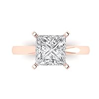 14k Rose Gold 2.97cttw Classic Princess Cut Solitaire Moissanite Proposal Designer Ring Anniversary Bridal Wedding by
