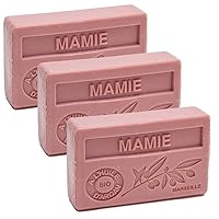 Maison du Savon de Marseille - French Soap made with Organic Argan Oil - Grandmothers Fragrance (Mamie) - 100 Gram Bars - Set of 3