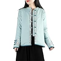 Embroidery Quilted Autumn Winter Suit Chinese Style Tradition Jacket Ethnic Cotton Linen Short Coat Women