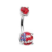 American Flag Sprinkle Dot Gem Prong Sparkle WildKlass Belly Button Ring