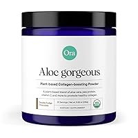 Ora Organic Vegan Collagen-Boosting Powder for Women and Men - Hair, Skin, & Nails Support - Bamboo Silica, Plant-Based Protein, Organic Vitamin C, Aloe Vera - Chocolate Flavor, 20 Servings