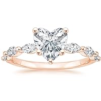 ERAA Jewel 2.0 CT Heart Colorless Moissanite Engagement Ring, Wedding Bridal Ring Set, Eternity Silver Solid 10K 14K 18K Gold Diamond Solitaire Prong Set Anniversary Promises Gift for Her