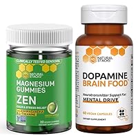 NATURAL STACKS Magnesium Zen Gummies & Dopamine Brain Food Bundle - Focus & Relaxation Support - 90 Pieces