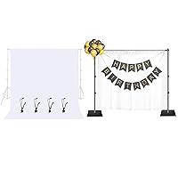 Emart 6.5x10 ft Backdrop Stand, with Emart 8.5x10ft White Photo Backdrop for Photography