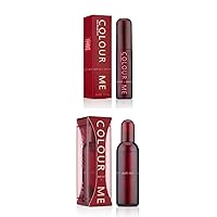 COLOUR ME Dark Red Fragrance Set by Milton-Lloyd - EDP Spray Perfumes for Women - Amber Floral Woody Scent - White Peach and Jasmine Notes - Blended with Ambergris and Saffron - for Elegant Ladies -