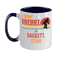 I Saw Bigfoot In Daggett Utah Two-Tone Coffee Mug 11oz, Blue
