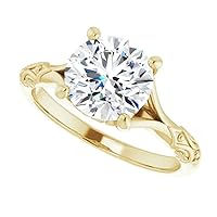 Promise Rings for Her, Round 2CT Moissanite, Wedding Bands Set