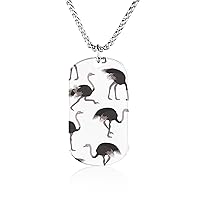 Ostrich Escapist Memorial Necklace Titanium Steel Rectangle Tag Chain Pendant Jewelry Gift