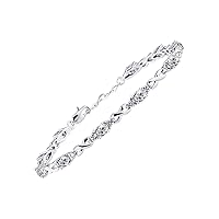 Rylos Bracelets for Women 925 Sterling Silver XO Hugs & Kisses Tennis Bracelet Gemstone & Genuine Diamonds Adjustable to Fit 7