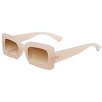 SOJOS Retro 90s Nude Rectangle Sunglasses Womens Mens Trendy Chunky Glasses