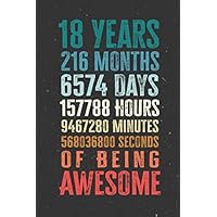 18 Years 216 Months Years Of Being Awesome: Funny 18 Year Old Gifts Happy 18th Birthday Gift Ideas / Journal / Notebook / Diary / Greeting Card Alternative for Boys & Girls