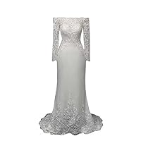 2023 Illusion Long Sleeves Lace Applique Mermaid Wedding Dress Bridal Gown for Women Plus Size Petite