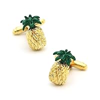 Pineapple Cuff Links Gold Plating Novelty Cufflinks For Man With Gift Box