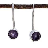 jaipur 925 sterling silver earring amethyst silver earring purple earring round earring bezel setting earring amethyst earring antique jewelry for women