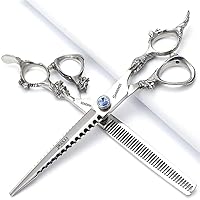 7/8/9 Inch sharonds Personalized Hair Scissors 19 cm Cool Black Salon Hair Styling Barber Scissors Stainless Steel Barber Tools (7-inch 2pc-B)