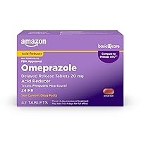 Amazon Basic Care Omeprazole Delayed Release Tablets 20 mg, Acid Reducer, Treats Frequent Heartburn, 42 Count