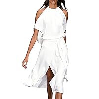 XJYIOEWT Dresses for Women 2024 Party Night, Womens Sexy Sleeveless Spaghetti Strap Backless Split Cocktail Long Dress