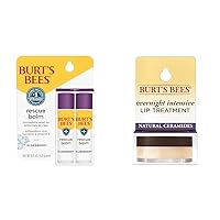 Burt's Bees Lip Balm Gift Set - 2 Tubes 0.15oz Elderberry Rescue Balm, 0.25oz Overnight Intensive Lip Treatment