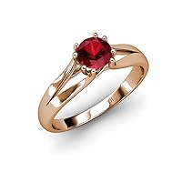 Ruby 8 Prong Solitaire Ring 0.95 ct in 14K Rose Gold
